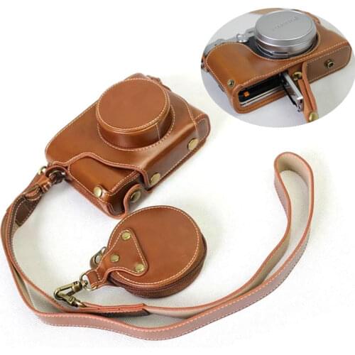 Luxury PU Leather Case Cover for Fujifilm X100F Fuji X100F Camera with Battery Opening+Battery Storage Bag+ Leather Camera Strap