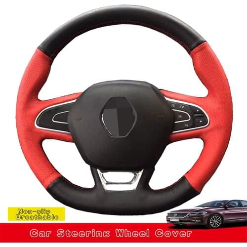 DIY For Renault Kadjar Koleos Megane Talisman Scenic Espace 2015-2018 Hand-stitched Genuine Leather Car Steering Wheel Covers
