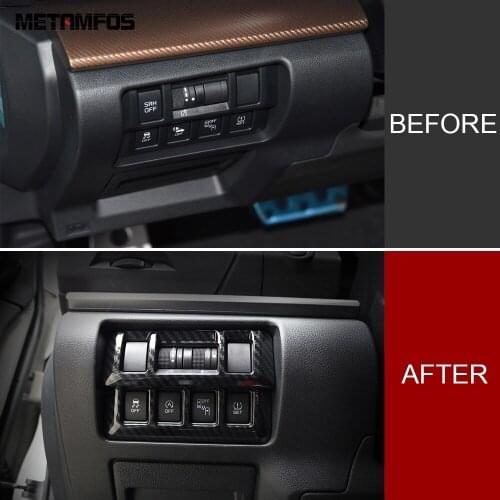For Subaru XV Crosstrek SUV 2018 2019 2020 Head Light Lamp Control Switch Button Cover Trim Carbon Fiber Accessories Car Styling
