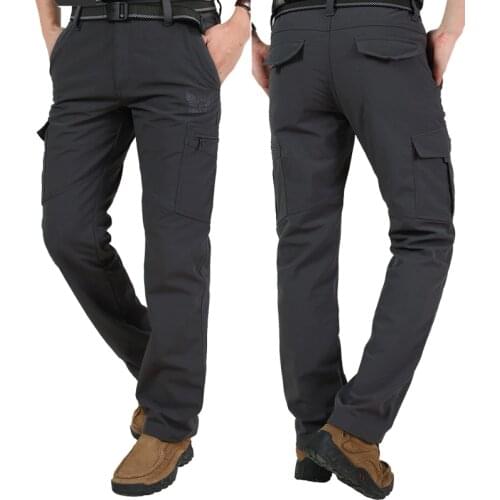 Fleece Tactical Pants Mens Winter Warm Cargo Pant Military SoftShell Long Trousers Shark Skin Thick Warm Waterproof Pants M-4XL