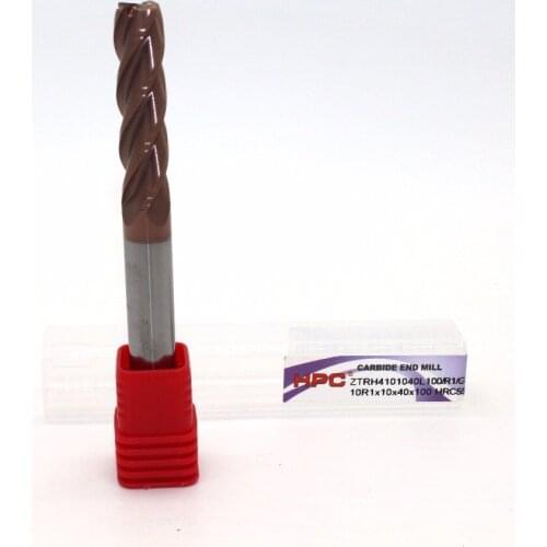 Router bit 10R1*10*100 of 4 flutes HRC 55 mill cutter corner radius solid carbide end mill CNC machine milling tools