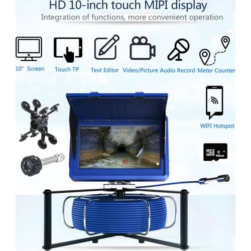 10 inch DVR WIFI Wireless Industrial Pipe Sewer Inspection Video Camera with Meter Counter HD 1080P Camera with Meter Counter