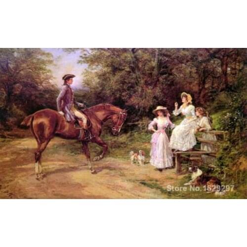Horse Paintings A Meeting By The Stile Heywood Hardy High quality Hand painted modern art Landscapes picture for living room