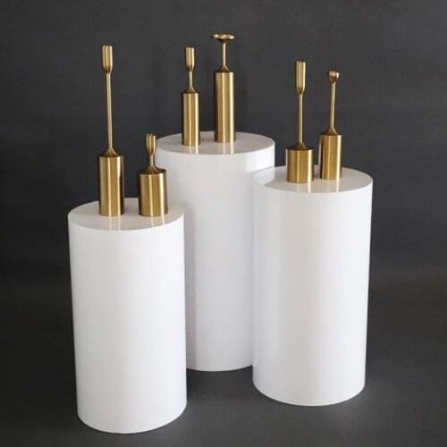 3 Set New Products White Round Cylinder Pedestal Display Art Decor Plinths Pillars For Diy Wedding Party Decorations Holiday