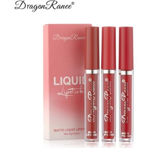 3PCS/Set Matte Lipgloss Sexy Liquid Lipstick Matte Long Lasting Waterproof Cosmetic Beauty Keep 24 Hours Makeup lipgloss TSLM1