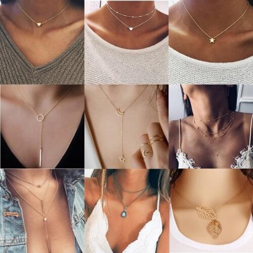 Trendy Bohemia Star Pendant Statement Necklaces For Women Gold Chain Choker Short Necklaces Bijoux Femme Boho Jewelry Colar 2020