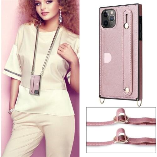 Fashion TPU Leather Wallet Cases for iPhone 12 Mini 11 Pro Max X XR XS 6 6S 7 8 Plus SE 2020 Crossbody Strap Bag Stand Cover