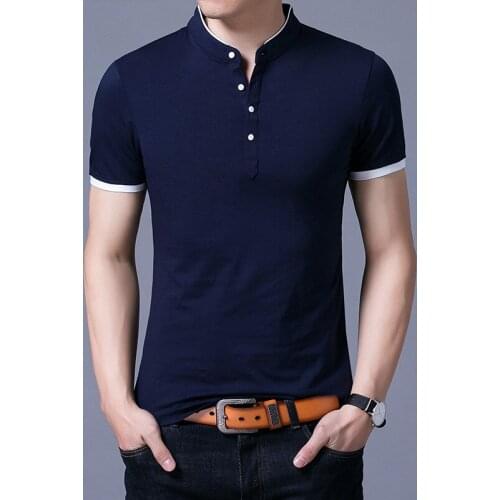 MRMT 2021 brand new mens thin section short-sleeved Polo shirt summer stitching solid color cotton collar Polos shirts