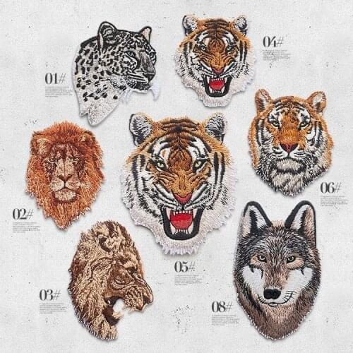 Animal Tiger Leopard Embroidery Patches Ironing Applications for Military Army Stripes Clothes Iron on Clothing Applique Sticker