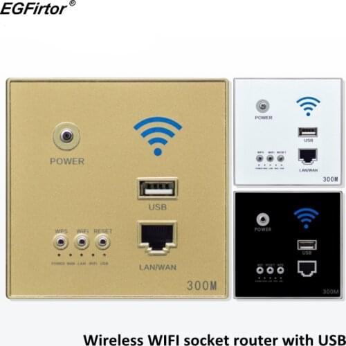 300Mbps in Wall WiFi Remote Control Router Access Point Wireless Socket AP for Hotel Project Support AC Management & RJ45 USB