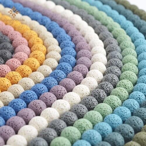 Natural Colorful Top Grade Lava Stone Round Black Rock Volcanic Loose Beads For DIY Necklace Bracelet Jewelry Making 6/8/10/12MM