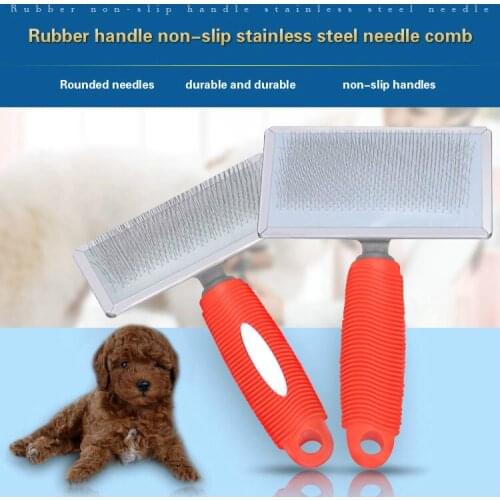 New non-slip handle pet comb dog comfort rubber needle stainless steel