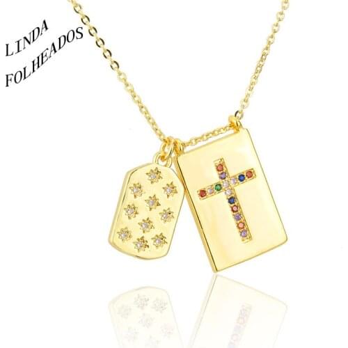 2021 New Design Fashion Cute Female Crystal Zircon Religious Cross Snow Style Pendant Necklace Colorful Choker Gift For Women