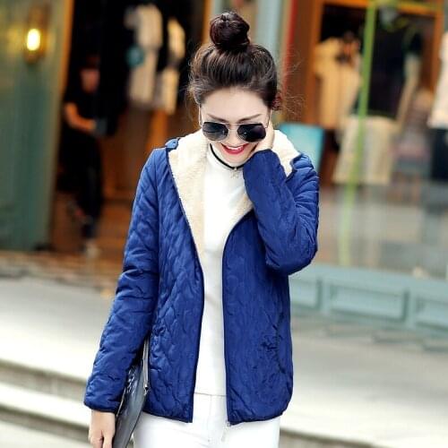 Autumn 2018 New Parkas basic jackets Female Women Winter plus velvet lamb hooded Coats Cotton Winter Jacket Womens Outwear coat