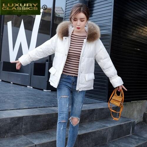 Coat Winter Female Down Brand Clothes 2021 Warm Duck Down Jacket Women Fashion Down Parka Raccoon Fur Coats Hiver LW1698