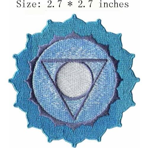 The blue peace flower 2.7"wide embroidery patch for embroidery flow/custom made iron on patches/brand patches