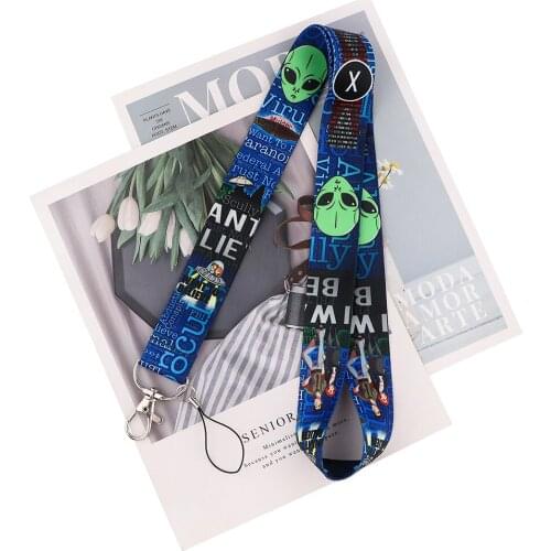 Ransitute R2279 Funny Figure Alien Neck Strap Lanyards ID Badge Card Holder Keychain Phone Gym Strap Webbing Necklace Gift