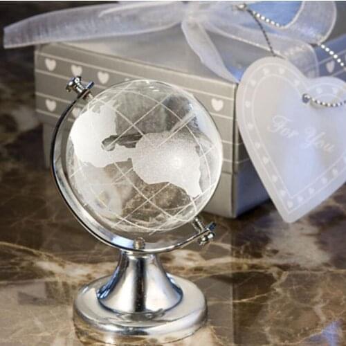 Glass Plastic Transparent World Globe Crystal Glass Clear Desk Decor Wedding Favor Tellurion Ornaments Gifts LX4723
