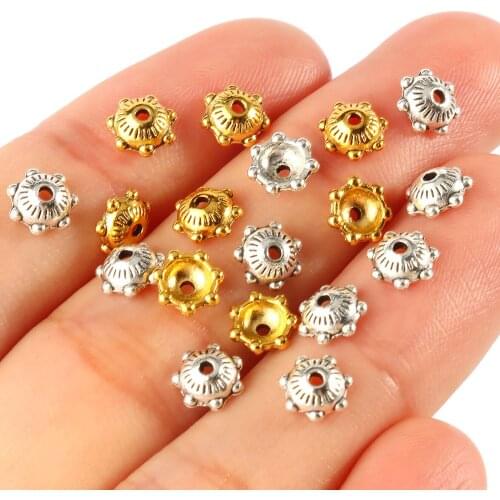 Tibetan Antique Silver Color Gold Metal Beads Cap Petal Shape Bead End Caps For Jewelry Making Supplies Accessories DIY Bracelet