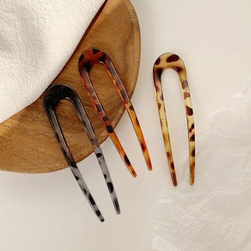 U Shaped Hair Pin Stick French Style U Shape Hair Clips Tortoise Shell U Sticks Pins For Women Girls Hairstyle Accessories