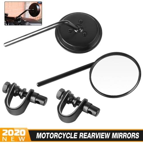 Universal 2 Pcs Chrome Motorcycle Back View Stainless Steel Mirror Classic Retro Vintage Round Rearview Mirror specchietti moto