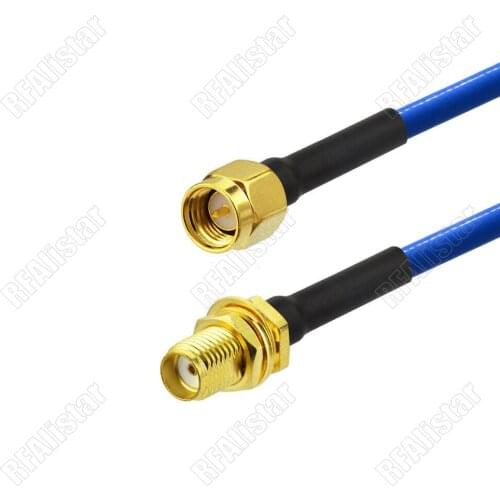SMA Male Plug to SMA Female Straight RG402 Blue Semi-Flexible 0.141" RG-402 Adapter Coax Pigtail Cable 15cm/30cm/50cm/80cm/1M
