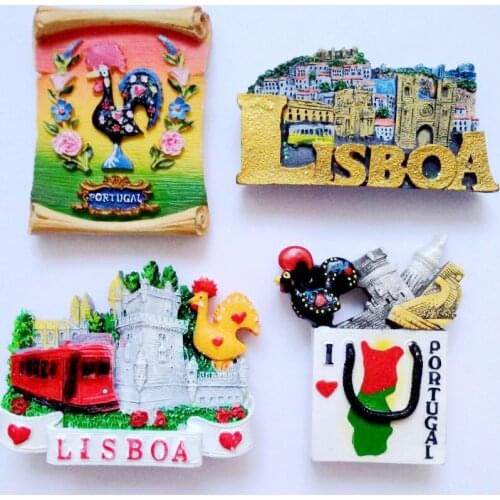 High Quality Handmade Painted Lisbon, Portugal 3D Fridge Magnets Tourism Souvenirs Refrigerator Magnetic Stickers Home Decor