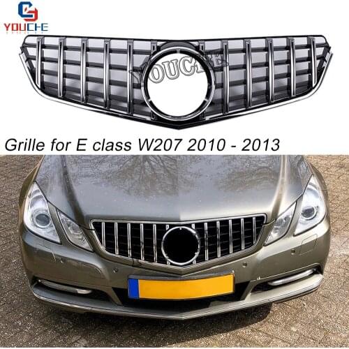 W207 GT Grill Front Bumper Grille Mesh for Mercedes E W207 Coupe Convertible 2010 - 2013 E300 E350 pre-facelift Silver Grill