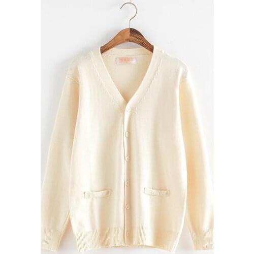 Japanese Knitted Cardigan College Style JK Uniform Long-Sleeved Sweater Men and Women Students Simple Sweater Student Uniform DK