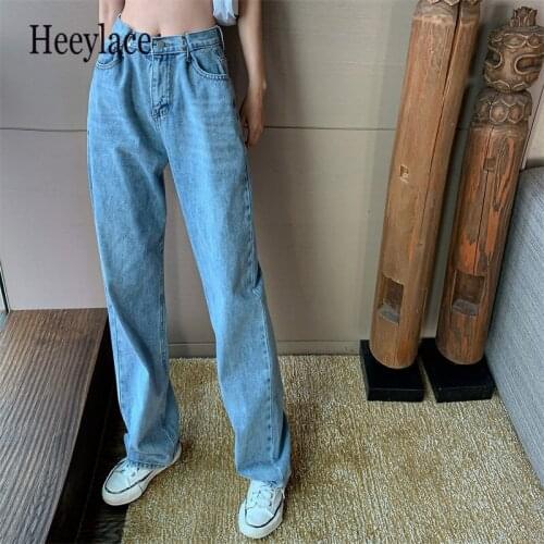 Woman Jeans High Waist Clothes Wide Leg Denim Clothing Blue Streetwear Vintage Quality 2021 Fashion Harajuku Straight Pants