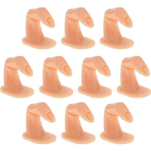 10pcs Reusable Nail Practice Hand Finger Model Hand Manicure Nail Art Training Beginner Tools with Sticky Bottom