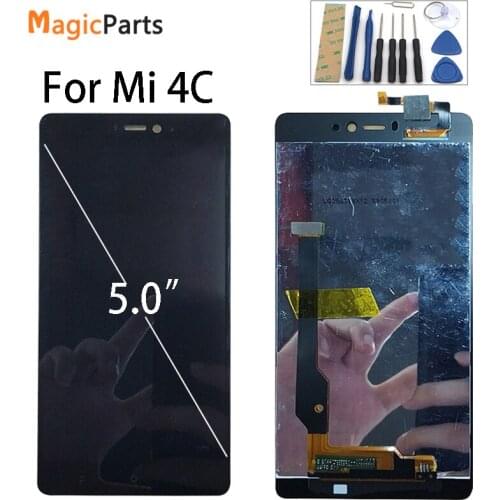 100% Tested Working LCD Display Touch Screen Digitizer Assembly with Frame For Xiaomi Mi4c Mi 4c M4c Phone Replace Parts