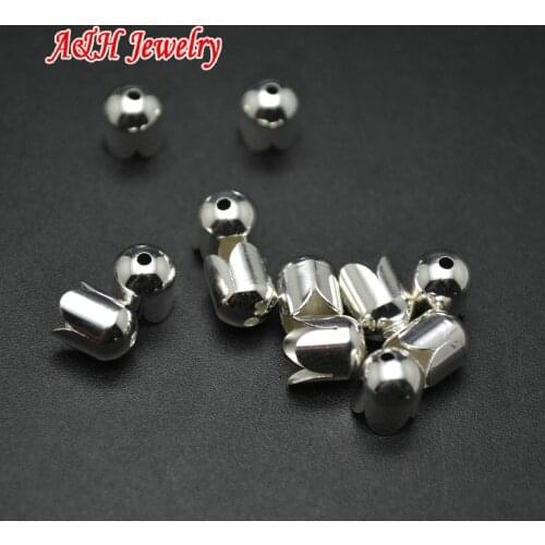 100pcs High Quality Silver Plated 6x7mm DIY Jewelry Making Materials Fashion Caps Loose Beads