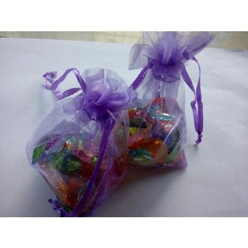 13*18cm 50pcs Purple Gift Bags For Jewelry/wedding/christmas/birthday Yarn Bag With Handles Packaging Organza Bags
