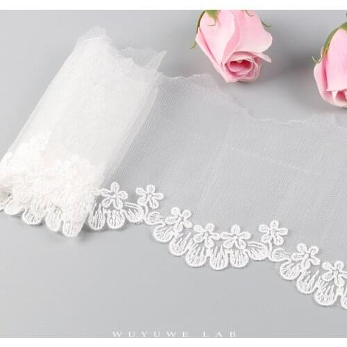 Lace Fabric Ribbon Embroidered Mesh Lace White Handmade Trimmings for Veil Skirt Sewing Material Accessories 10CM Width