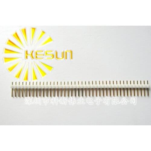 200pcs/lot 2.54mm White Single Row Male 1X40 Pin Header Strip Gold-plated