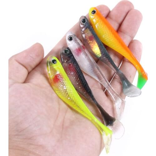 5pcs 8.8cm 5g Shad Soft Plastic Lures Jig Swimbaits Artificial Double Color Silicone Bait for Bass Carp Lures Tackle Wobber