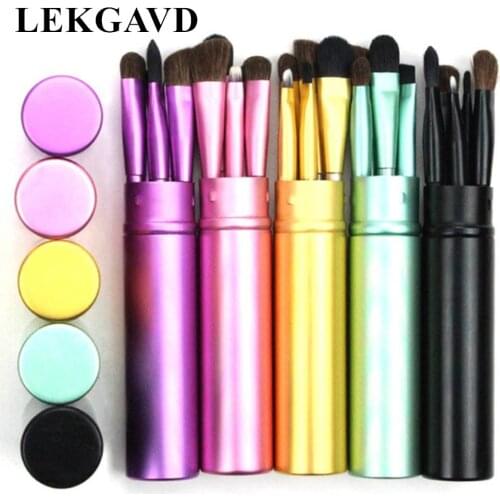 5pcs / Set Professional Portable Mini Eye Makeup Brushes Set Eyeshadow Eyeliner Eyebrow Brush Lip Kit Beauty Tools Wood 7LF86F95
