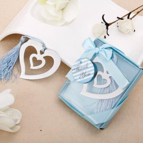 50PCS My Heart Bookmark For Event Party Supplies Favor Baptism Girl Baby Shower Souvenirs Wedding And Gifts