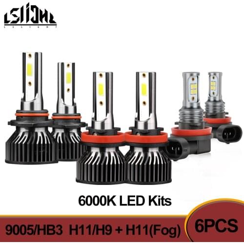 6x LED Headlight Bulbs 9005/HB3 H11/H9 High Low Beam + Fog lights H11/H8 Combo Replacement Kit For Honda Odyssey 2011-2020