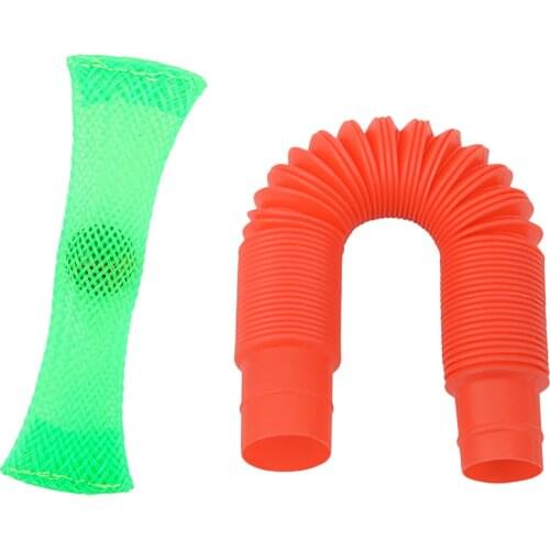 Fidget Marbles Ball Autism ADHD Anti Stress Toys Sensory Relief Hand Fidget Toy Net Tube With Glass Marble Antistress Toy