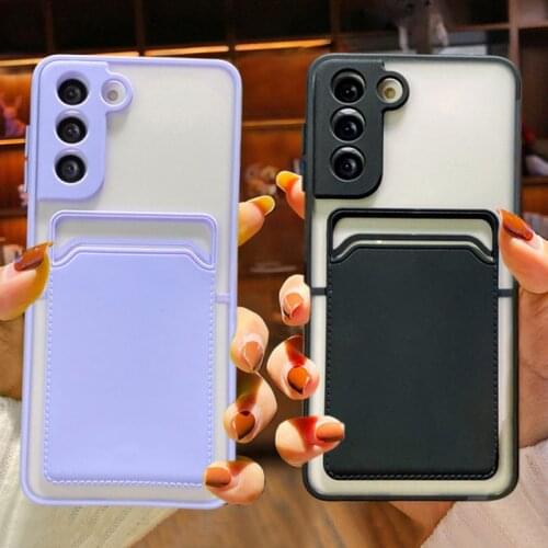 2 In 1 Card Slot Wallet Phone Case For Samsung A51 A71 A52 A72 S21 S20 Ultra S20 FE A12 Camera Protection Matte PC Clear Cover