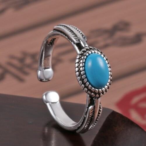 Hot Sale New Charming Blue Finger Rings For Women Female Big Large Retro Vintage Rings Gothic Jewelry 2021