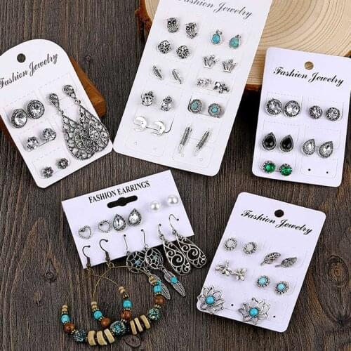 IFMIA Vintage Boho Ethnic Fearther Pearl Earrings Set For Women 2020 Fashion Acrylic Beads Metal Wood Dangle Earring New Jewelry