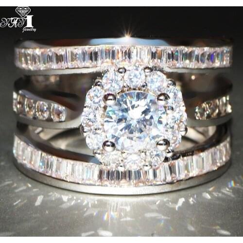 YaYI Fine Jewelry Fashion Princess Claw Set Cut White Cubic Zirconia Silver Color Engagement Wedding Party Leaves Gift Rings