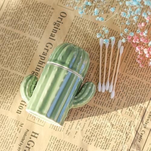 Cactus Toothpick Box Personality Creative Cute Living Room Kitchen Home Desktop Cotton Swab Box Ceramic Decoration Ornament