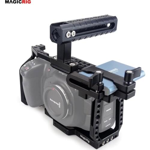 MAGICRIG BMPCC 4K /6K Camera Cage with Top Handle Grip + T5 SSD Holder for Blackmagic Pocket Cinema Camera BMPCC 4K /BMPCC 6K
