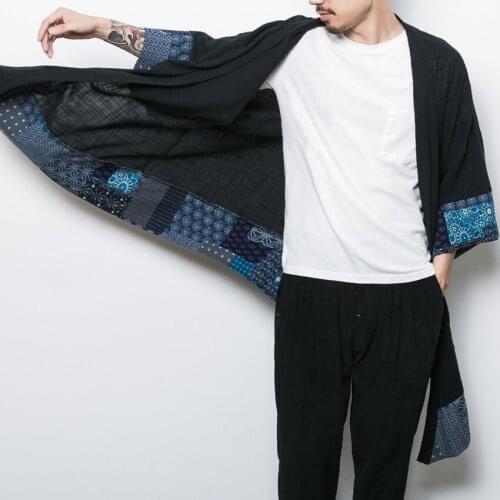 Summer Men Jacket Japanese Haori Cardigan Fashion Harajuku Style Streetwear Traditional Clothing Cardigan Shirt Top Loose Outfit