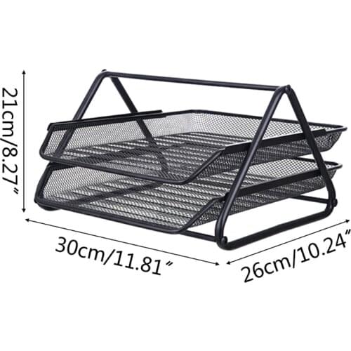 Metal Mesh 2 Tier Document Letter Tray Desk Organizer File Organizer Office
