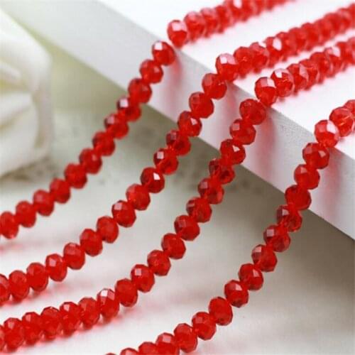 MHS.SUN 2mm-14mm Siam Red Rondelle Crystal Beads for Jewelry Making Diy Accessories Faceted Loose Glass Spacer Beads DIY Craft